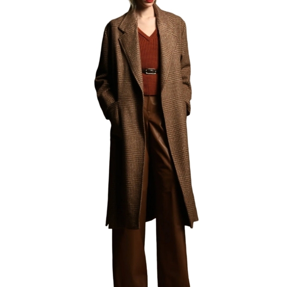 MICHAEL Michael Kors Jackets & Blazers - Michael‎ Kors Brown Plaid Wool Blend Walking Trench Coat Plus Size XXL NEW